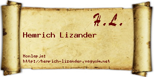 Hemrich Lizander névjegykártya